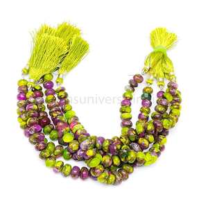 Nueva llegada verde y rosa Mohave cobre turquesa suave Rondelle cuentas hebras 8-10mm cuentas sueltas de piedras preciosas para la fabricación de joyas - Product Image 6