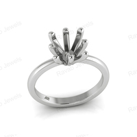 Echte 925 Sterling Silber 8 Zinken 7mm quadratische Form Zinken einstellung Blank Semi-Mount Ring Pre-Noted Stone Setting Schmuck