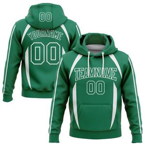 Wholesale & Dropship Custom Stitched Kelly Green <b>White</b> 3D Pattern Design Contrast Color Stripe Sports Pullover Sweatshirt <b>Hoodie</b> - Product Image 1