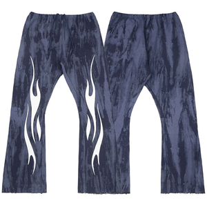 Pantalones acampanados apilados para hombre de felpa francesa, pantalones de chándal holgados con serigrafía de algodón 100% de peso pesado para hombre - Product Image 5