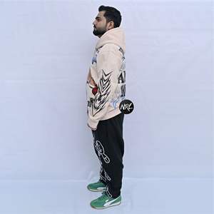 Streetwear surdimensionné 100% coton personnalisé, surdimensionné, survêtement à capuche en deux pièces avec survêtement à manches longues - Product Image 6