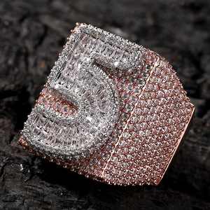 Anillo de Hombre Estilo Hip Hop, Chapado en Oro con Plata de Ley 925, Diamante Moissanite VVS, Letras y Números Hip Hop, Anillo Completo - Product Image 2