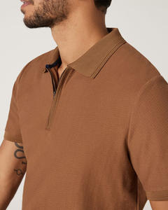 Polo pour hommes 100% coton fermeture éclair sur le devant coupe ajustée tissu respirant doux design élégant parfait décontracté semi formel commande en gros - Product Image 2