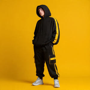 Conjuntos Deportivos Holgados Estampados OEM para Hombre, 550 GSM, Traje Deportivo de Forro Polar para Invierno, Pantalones Cargo Jogger, Conjuntos Sublimados para Hombre - Product Image 3