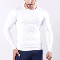 Custom Slim Fit manga larga de alta calidad de compresión Super Stretch Running hombres de compresión gimnasio camisetas
