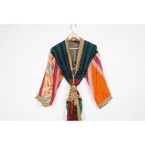 Vintage Silk Kimono Daily Night Wear Indian Sari Gift Her Sleepwear Bridesmaids Robes Beach Cover Summer Breathable Soft - Product Image 2