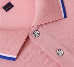 Chemises sportives unies pour hommes avec logo personnalisé, en tissu tricoté polyester/coton, séchage rapide, manches courtes, service OEM - Product Image 5