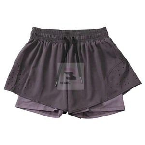 Pantalones cortos de gimnasio cómodos de alta calidad Pantalones cortos de doble capa con logotipo personalizado - Product Image 3