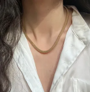 Belle déclaration 14Kt Italien Or Spécialité Chaîne À Maillons Or Jaune Bismarck Tube Femmes Et Hommes Chaîne - Product Image 2