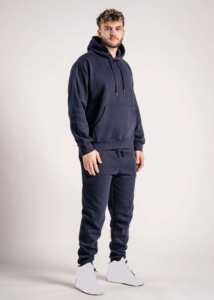 Conjuntos de Sudadera con capucha azul marino de alta calidad con mangas completas y pantalones de chándal Ropa de gimnasio Chándales de lana de algodón Bolsillo Kangaro Transpirable - Product Image 5