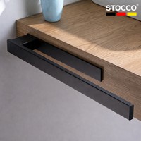 STOCCO Porte-serviettes mural carré en tube noir mat, acier inoxydable 304, 40 cm, pour salle de bain d'hôtel