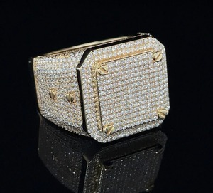 Fully Iced Out Prong Setting Square Ring 925 Sterling Silver Ring Customized Engagement Ring & HIP HOP <b>Diamond</b> <b>Jewelry</b> - Product Image 1