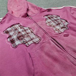 Machine à broder personnalisée pour la couture de motifs floraux, sweat-shirt en molleton 100% coton, ourlet surdimensionné, imprimé délavé à l'acide, design court - Product Image 3