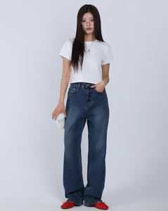 Jeans de Mezclilla de Corte Recto Semi Ancho para Mujer, Suaves y Cómodos, Estilo Coreano para Uso Diario, 2 Colores, Tallas S a L - Product Image 2