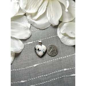 Navajo Handmade Sterling Silver Pendant with White Buffalo Bezel Setting Inlay - Product Image 2