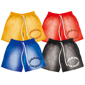 Pantalones cortos de lana de algodón pesado 100% lavado con ácido Vintage para hombre, ropa de calle desteñida al sol, patrón sólido, secado rápido - Product Image 2