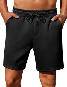 <b>Mens</b> Comfort Fit <b>Shorts</b> 100% Cotton Solid Canvas Fabric <b>Elastic</b> <b>Waist</b> Relaxed Casual Windproof Breathable Knee Length Home - Product Image 4