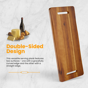 Plateau de service ménager de 24 pouces avec poignée en bambou Planche à découper avec planche à charcuterie en bois d'acacia Présentoir de nourriture Articles de service - Product Image 5