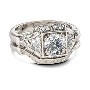 Jeulia Vintage Milgrain Round Cut Sterling Silver Bridal Ring Set - Product Image 2