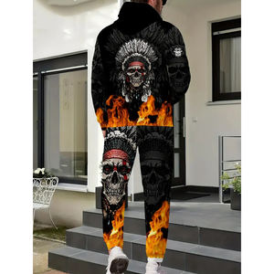 Ensemble de 2 pièces de vêtements de sport d'entraînement Survêtement à manches longues pour hommes, survêtements confortables en coton de coupe régulière avec logo personnalisé et sublimation - Product Image 4
