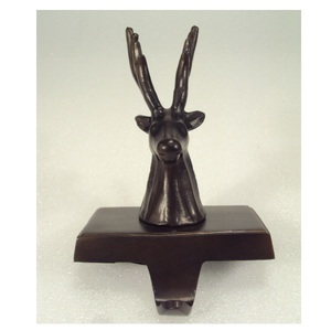 Reindeer With Baby Shine Polish Metal <b>Stocking</b> <b>Holder</b> For Christmas Table Top Decorative - Product Image 3