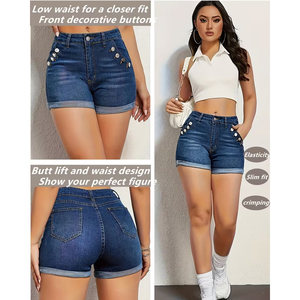 Shorts en jean de qualité supérieure, vêtements décontractés personnalisés, fermeture à cordon, fermeture à boutons pour femmes, services OEM - Product Image 3