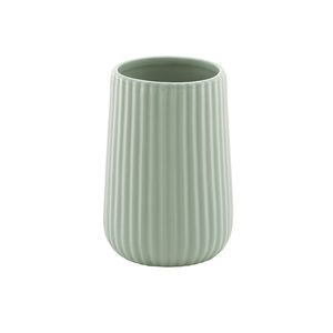 Portaspazzolino autoportante serie Afrodite in ceramica plissettata verde salvia porta scopino bagno da 1 confezione - Product Image 1
