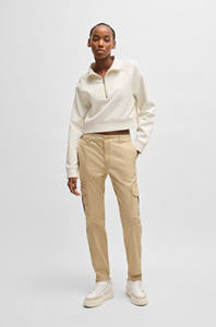 Nueva sudadera recortada con media cremallera a la moda en algodón Terry para mujer, hombros caídos, puños acanalados y dobladillo, ropa informal, Sudadera con capucha para mujer - Product Image 3