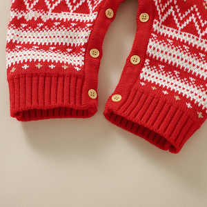 Combinaison d'hiver pour bébés filles et garçons en tricot jacquard avec <span class=keywords><strong>renne</strong></span> rouge de Noël pour nouveaux-nés <span class=keywords><strong>pull</strong></span> de Noël - Product Image 6