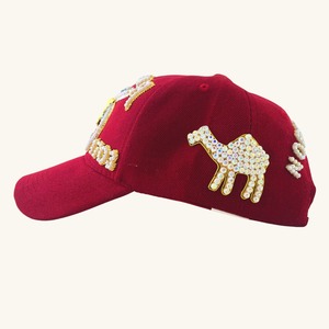 Gorra Negra Shriner, Gorra Ajustable Hecha a Mano con Emblema de Camello, Pedrería Bordada y Detalles de Lentejuelas - Product Image 2
