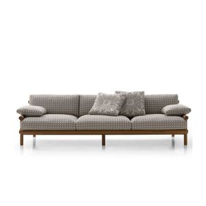 Sofá de exterior moderno de uno y tres asientos en madera de teca, cojines de colores personalizados de Aqmafurniture para jardín, sala de estar, Patio - Product Image 1