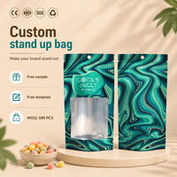 Sachets Doypack Personnalisés Refermables Imprimés par Héliogravure, Résistants à l'Humidité, avec Fenêtre Transparente et Fermeture Ziplock pour Emballage Alimentaire