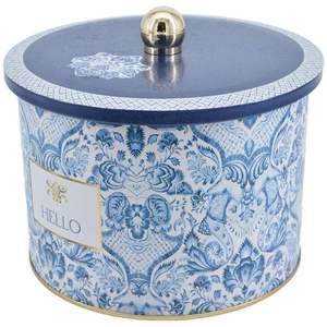 175x130mm Poignée de bouton de bidon rond en métal Motif décoratif bleu et blanc inspiré de l'azulejo Boîtes de qualité supérieure avec un design élégant - Product Image 2