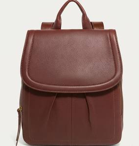 Mochila de Viaje Casual de Cuero Genuino para Mujer, Ligera, de Gran Capacidad, Estilo Vintage, Color Rojo Marrón, con Textura Suave - Product Image 1