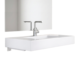 Lavabo Koricini Manchester 100 cm in resina bianca opaca con staffe di supporto - Product Image 3
