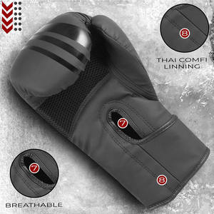 Guantes de boxeo de cuero de grado profesional con velcro soporte de muñeca Hook-&-Loop Ideal para entrenamiento con bolsa de boxeo y preparación de lucha - Product Image 5