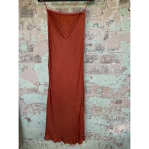 SILK BIAS <b>SKIRT</b>-Rust Satin Denim Chiffon Knitted <b>Midi</b> Pencil <b>Skirt</b> with Slit & <b>Sequin</b> Decoration Soft and Breathable - Product Image 1