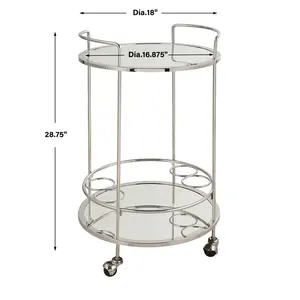 Chariot de bar vintage fait main en fer antique, chariot multi-étagères de qualité supérieure, plaqué, Zahid Exports, sûr - Product Image 3