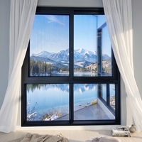 Ventana fija de aluminio con vidrio templado resistente al agua, de tamaño personalizado y directo de fábrica, para casa.