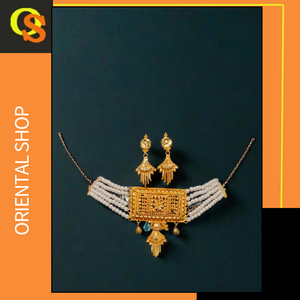 Super venta collar pendientes conjunto con 22K chapado en oro hecho a mano las mujeres usan collar pendientes conjunto joyería - Product Image 2