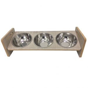 Ensemble de 3 pièces de luxe de haute qualité bol d'eau de nourriture pour chien à motif solide avec écharpe en polyester et nylon - Product Image 4