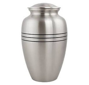 Brass Adult Cremation Urn <b>for</b> <b>Ashes</b> Silver Tri-Band <b>for</b> Human Adult Male Female <b>Ashes</b> - Product Image 5