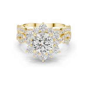 Bague en diamant de laboratoire rond brillant et en cluster de 2,538 carats pour femme, clarté VVS-VS EF, or 18 carats, 14 carats, 10 carats et argent 925, rose - Product Image 2