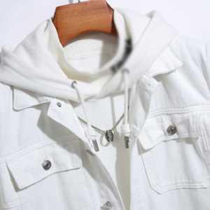 Comfortable Breathable Eco-Friendly Quick Dry <b>Lightweight</b> Canvas <b>Denim</b> <b>Jacket</b> Men's Stand Collar Winter Casual Zipper Letter - Product Image 2