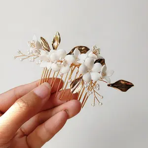 Vintage Handmade Wedding Hair Accessories Leaf Pearl Comb and Pin Set Bridal Headpiece For Women Decoration