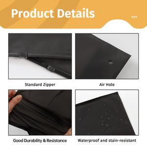 Sac d'emballage pour vêtements en CPE noir mat givré avec fermeture éclair, sac en plastique pour T-shirt, pantalon, sweat à capuche, emballage pour vêtements, en stock - Product Image 3