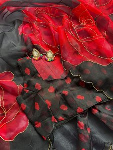 <span class=keywords><strong>Saree</strong></span> màu xanh hải quân với hoa màu hồng cho bữa tiệc của phụ nữ Ấn Độ mặc <span class=keywords><strong>Saree</strong></span> màu xanh hoa sẵn sàng để mặc <span class=keywords><strong>Saree</strong></span> màu xanh với hoa trắng - Product Image 6