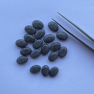 10mm 20mm naturel noir pierre de soleil lisse ovale lâche Cabochon pierre précieuse pour la fabrication de bijoux pendentifs anneaux cristal fait à la main argent - Product Image 3