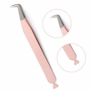 Pinzas para Pestañas de Acero Inoxidable Rosa Mate con Punta Lisa, Herramienta de Aislamiento en Forma de L, Punta de Precisión, Uso Profesional en Salón, para Cejas - Product Image 3