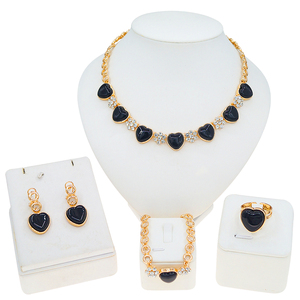 Juego de Joyería Zhuerrui de 4 Piezas con Baño de Oro, Esmalte Naranja, Corazón y Diamantes de Imitación, Collar para Mujer, Uso Diario y Fiestas, HJ2500114 - Product Image 4